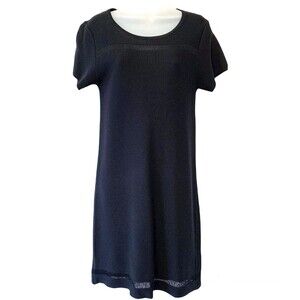 Mo Vint Knit Black Short Sleeve Sweater Dress